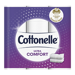 36 Mega Rolls Cottonelle Ultra ComfortCare Toilet Paper Soft Biodegradable Bath Tissue Packaging May Vary Septic-Safe
