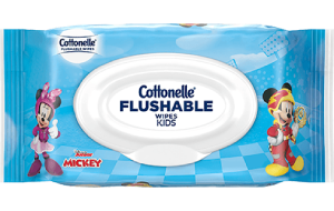 Cottonelle® Flushable Wipes with Disney characters.